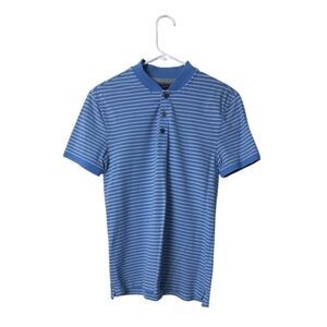 Banana Republic Blue & White Striped Mens Polo Shirt Slim Fit XS